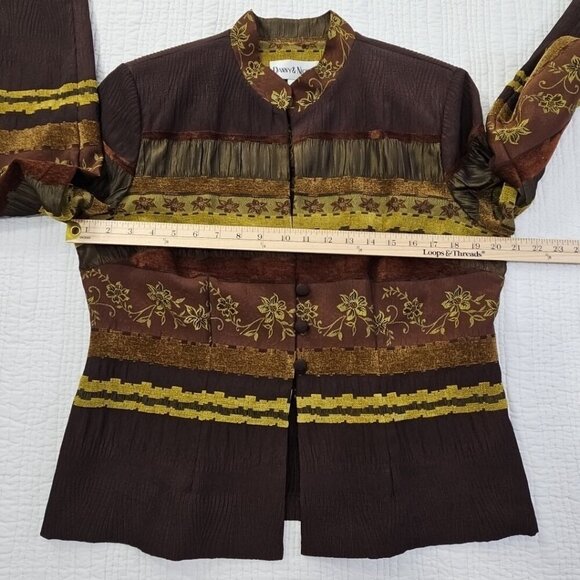 Danny & Nicole Jacket Women's Size 16P Boho Brown Long Sleeve Button Up Blazer - Picture 7 of 12